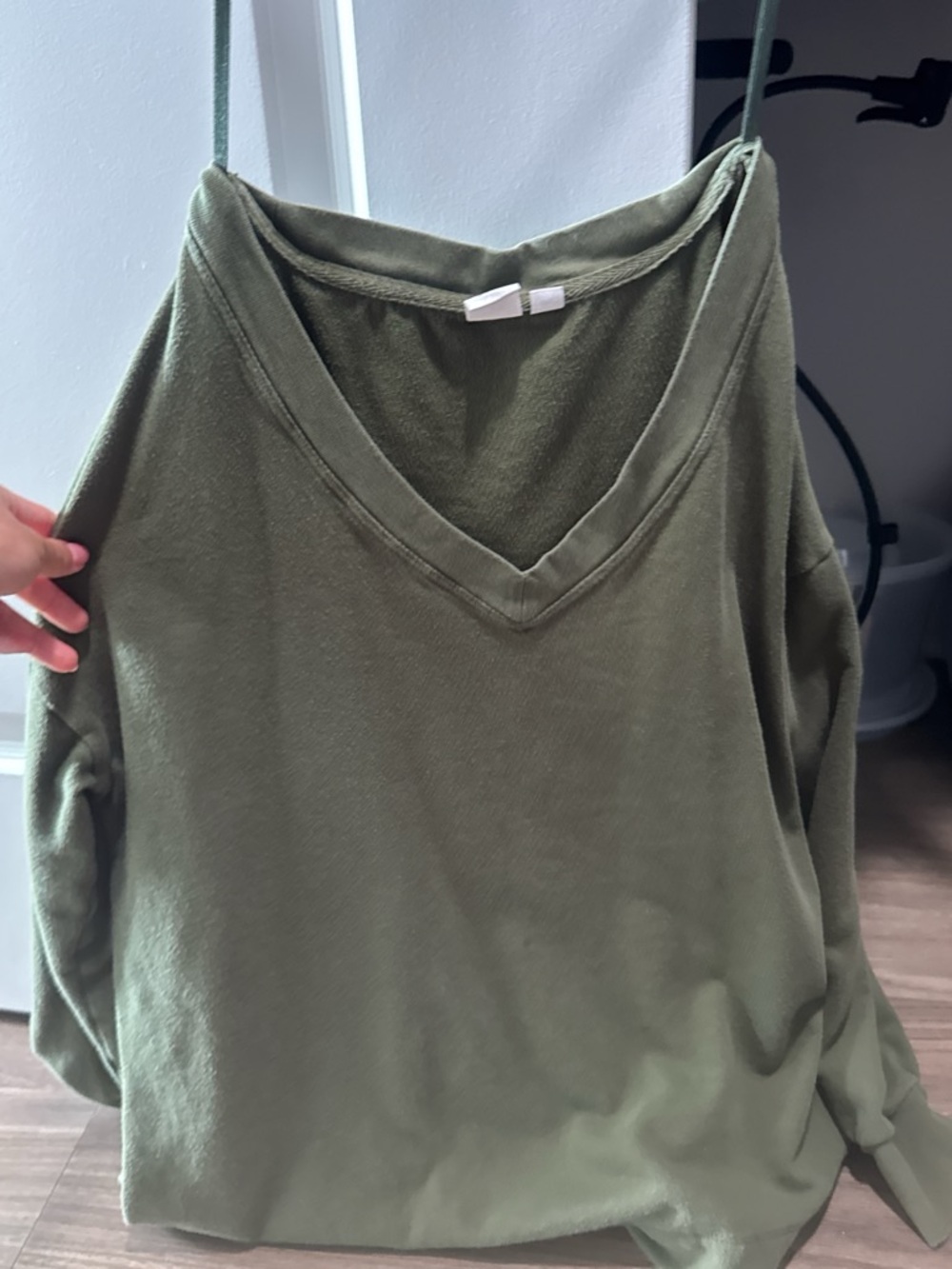 Only Olive Green V-Neck Pullover Sweatshirt